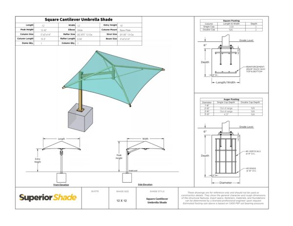 Cantilever Umbrella 10' Eave Height - Image 7